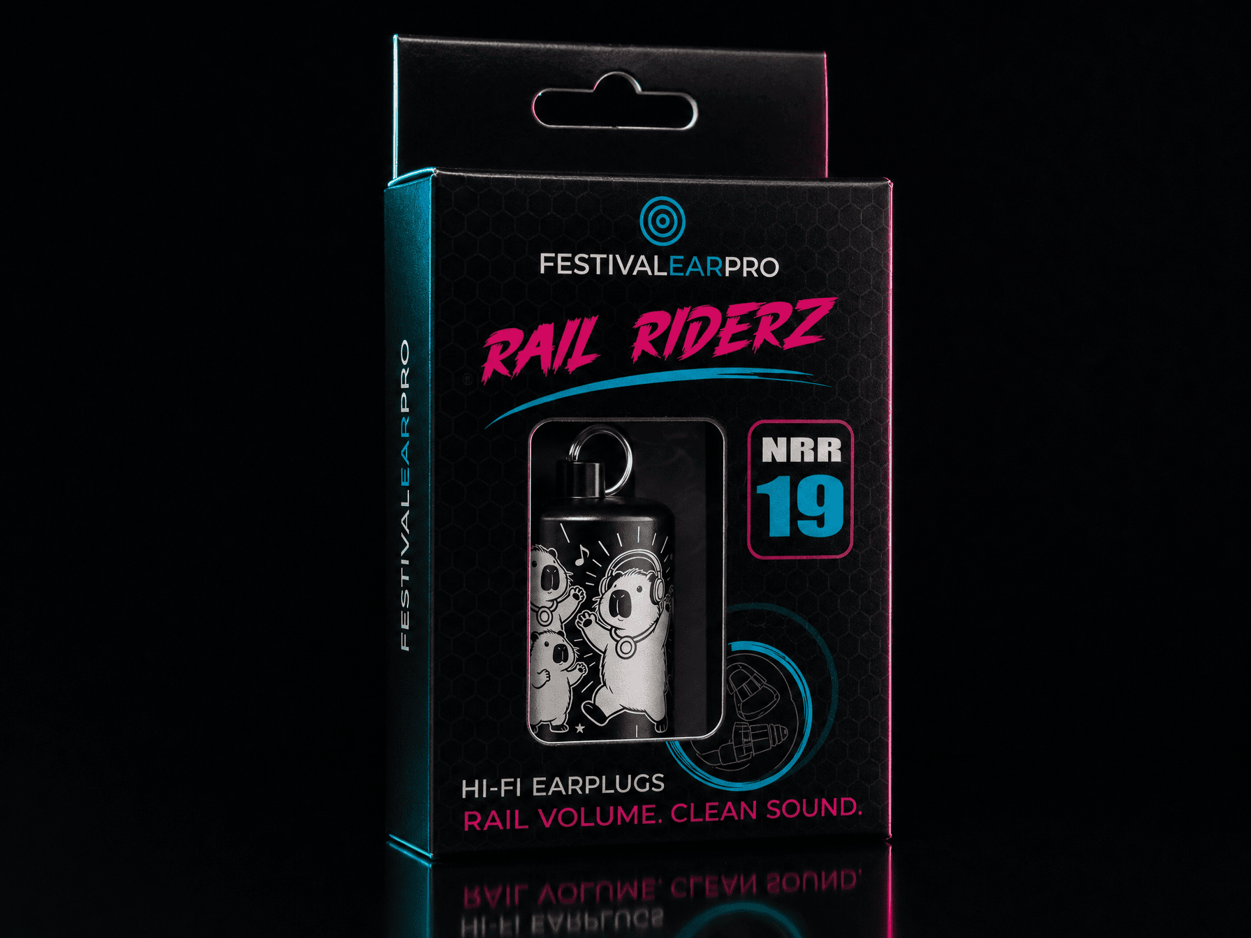 Rail Riderz™ Raving Capybaras Earplug Case – Hi-Fi Festival Earplugs, NRR 19dB Rail Riderz™ Raving Capybaras Earplug Case – Hi-Fi Festival Earplugs, NRR 19dB - Image 4