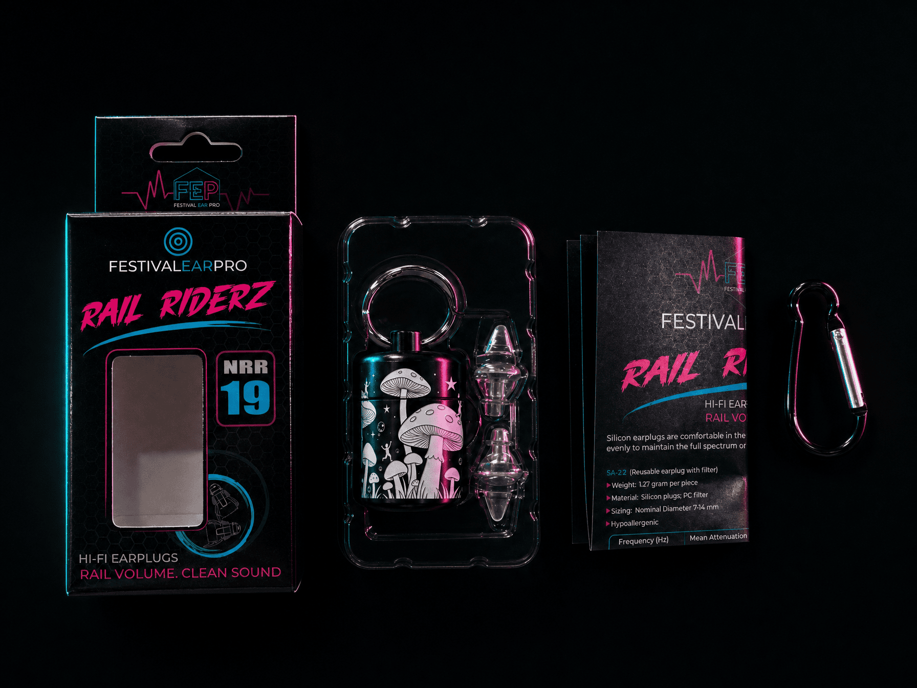Rail Riderz™ Dancing on Shrooms Earplug Case – Hi-Fi Festival Earplugs, NRR 19dB Rail Riderz™ Dancing on Shrooms Earplug Case – Hi-Fi Festival Earplugs, NRR 19dB - Image 3
